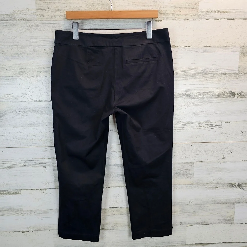 Eileen Fisher Organic Cotton Cropped Pants Black Stretch M Minimalist Classic